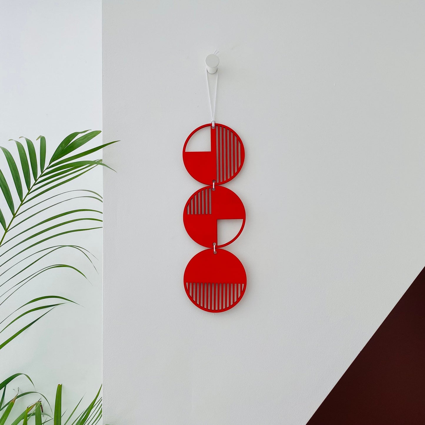 Red Wall hanging - Geometric Art - Plywood Decor - Monochrome Art - Bright Wall Hanging - Wall Art Decor - Red Cut Out Art