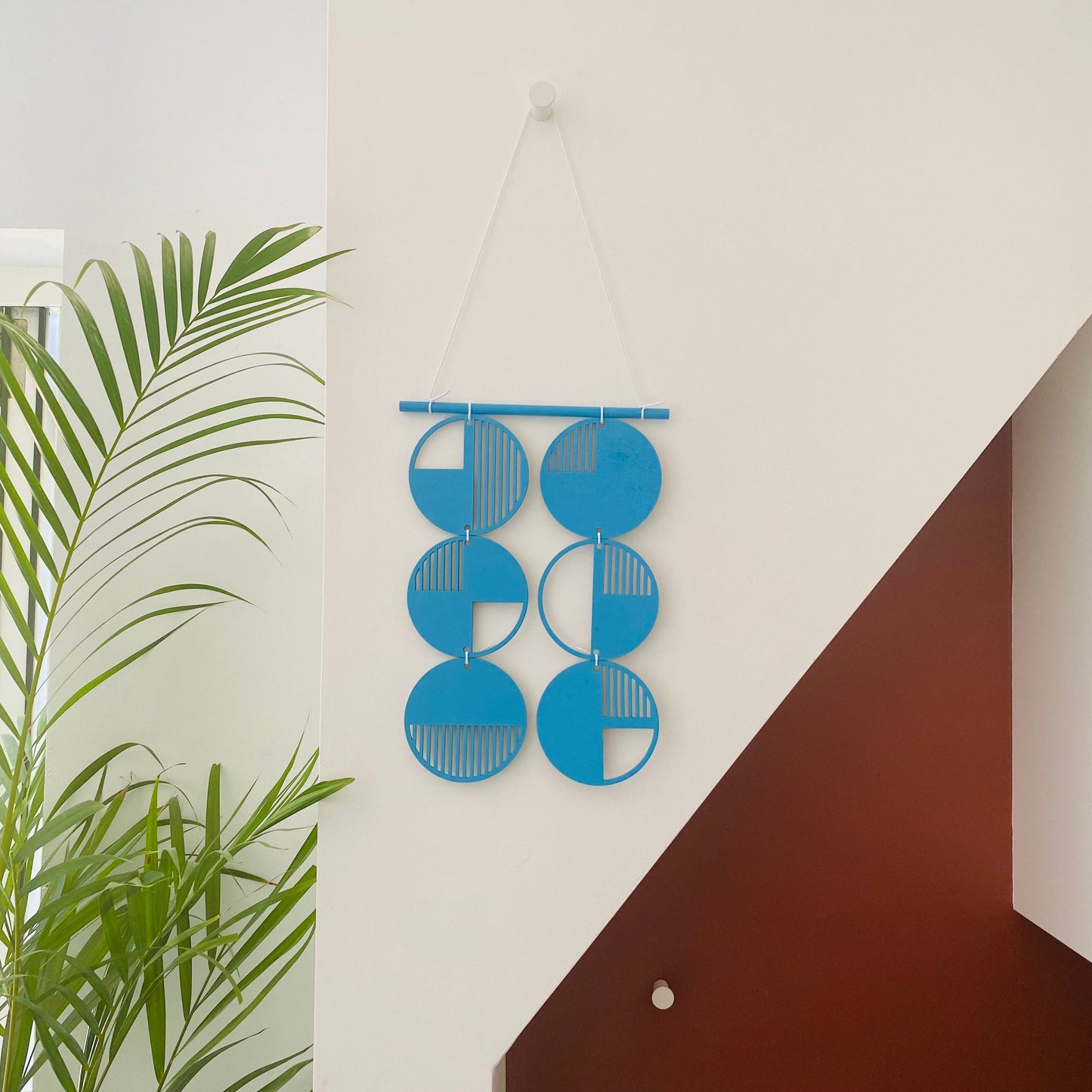 Blue Wall hanging - Geometric Art - Plywood Decor - Monochrome Art - Bright Wall Hanging - Wall Art Decor - Blue Cut Out Art