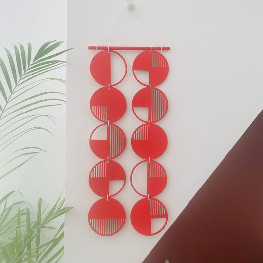 Red Wall hanging - Geometric Art - Plywood Decor - Monochrome Art - Bright Wall Hanging - Wall Art Decor - Red Cut Out Art