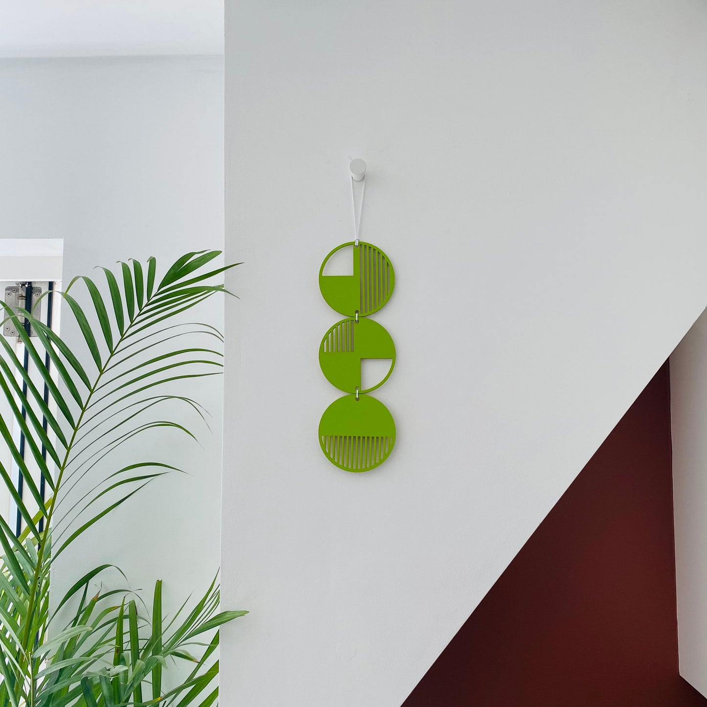 Lime Green Wall hanging - Geometric Art - Plywood Decor - Monochrome Art - Bright Wall Hanging - Wall Art Decor - Green Cut Out Art