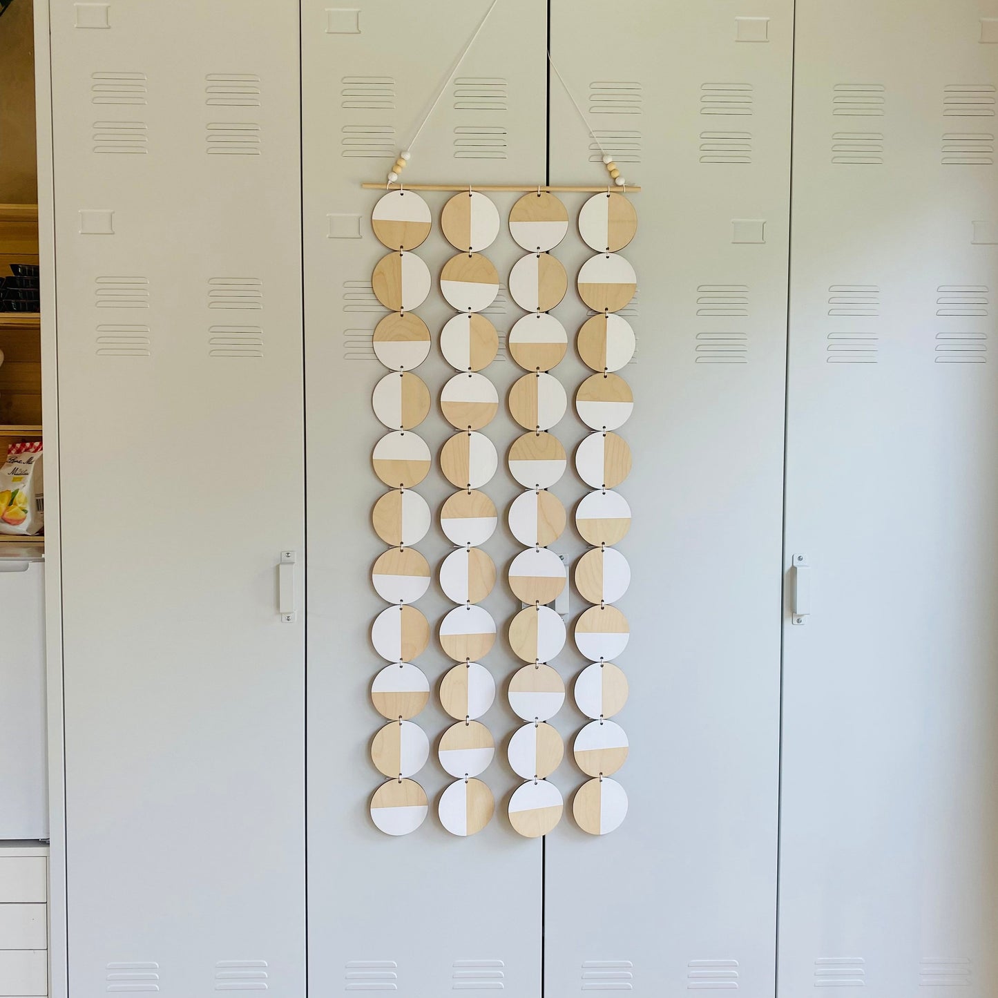 Large White Wall Hanging - Geometric Plywood Art - Scandinavian Wall Hanger - Long Narrow Wall Art - Large White Wall Hanging Art