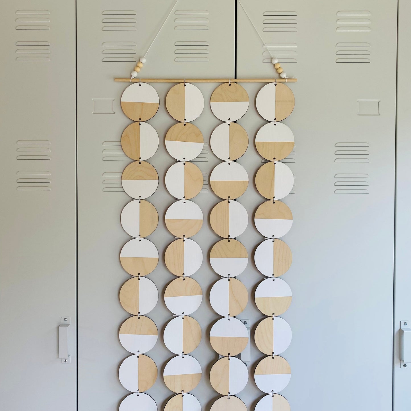 Large White Wall Hanging - Geometric Plywood Art - Scandinavian Wall Hanger - Long Narrow Wall Art - Large White Wall Hanging Art