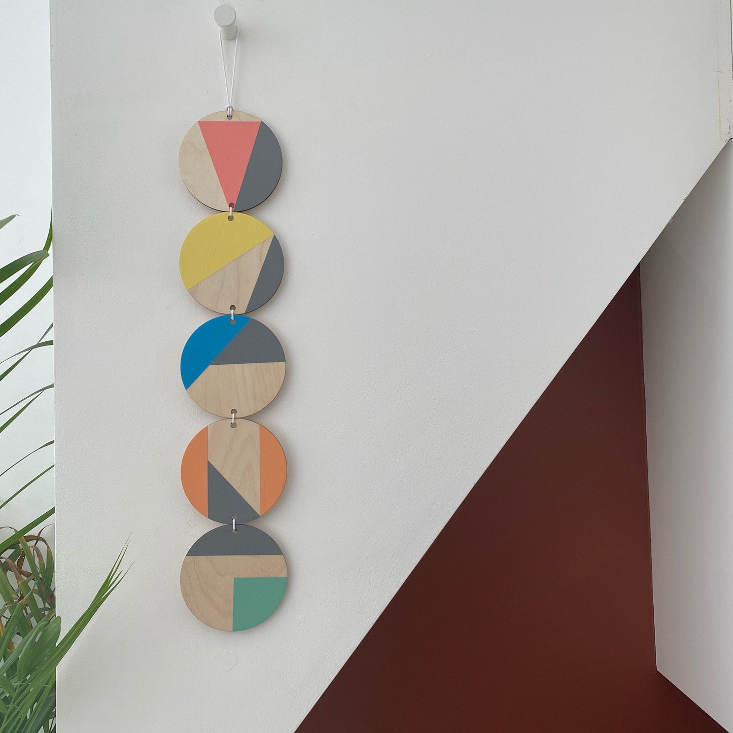 Wall hanging - Colourful Geometric Art - Plywood Decor - Scandi Hygge Boho - Wall Hanging - WallArt multi - Bright Retro Colours - 80s style