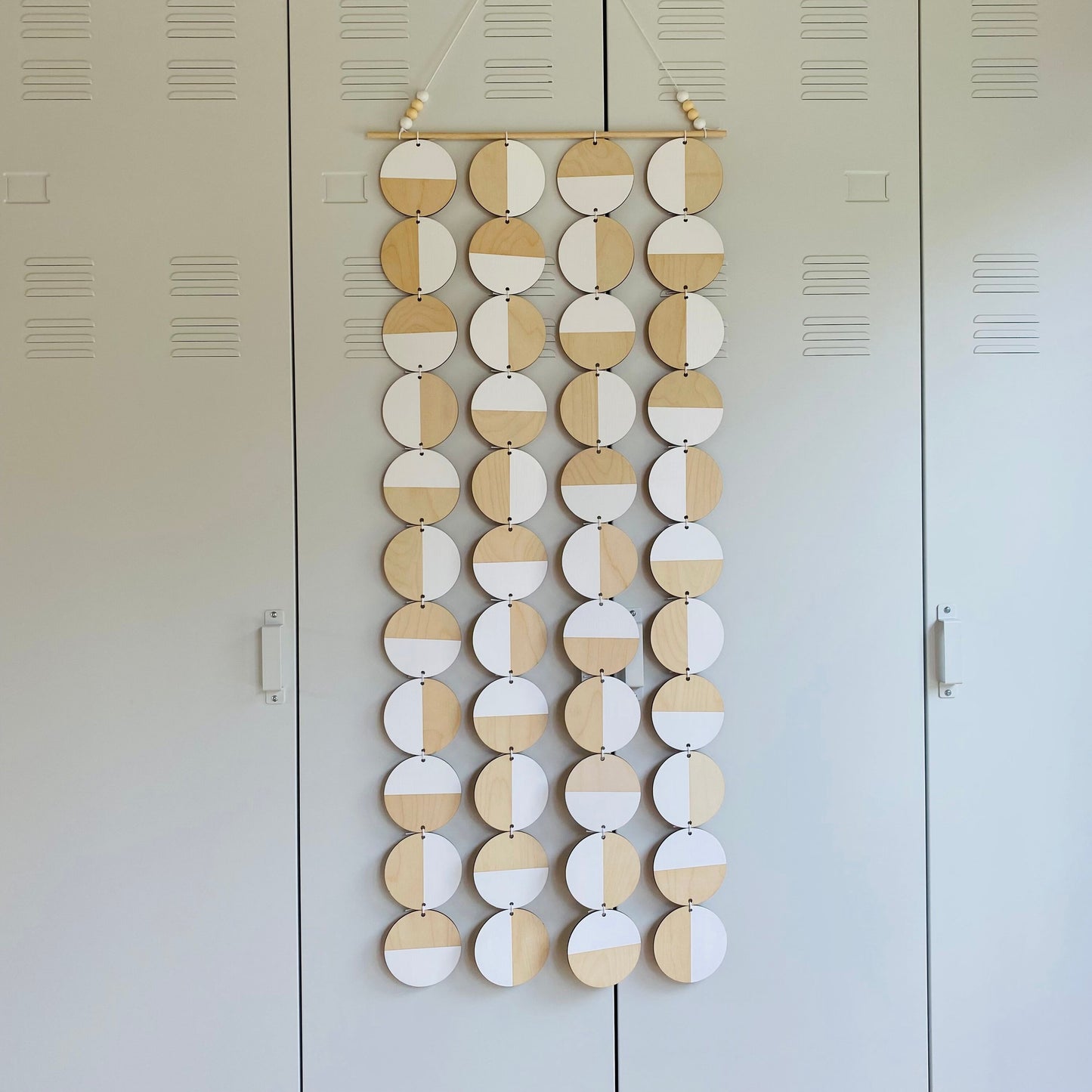 Large White Wall Hanging - Geometric Plywood Art - Scandinavian Wall Hanger - Long Narrow Wall Art - Large White Wall Hanging Art