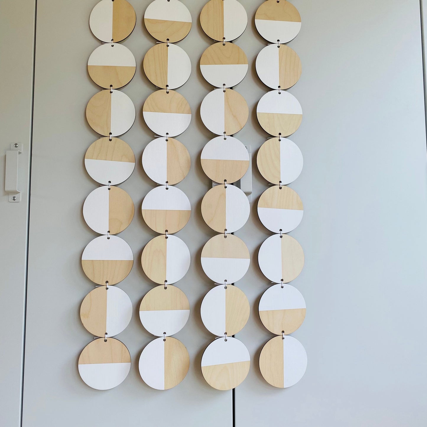Large White Wall Hanging - Geometric Plywood Art - Scandinavian Wall Hanger - Long Narrow Wall Art - Large White Wall Hanging Art