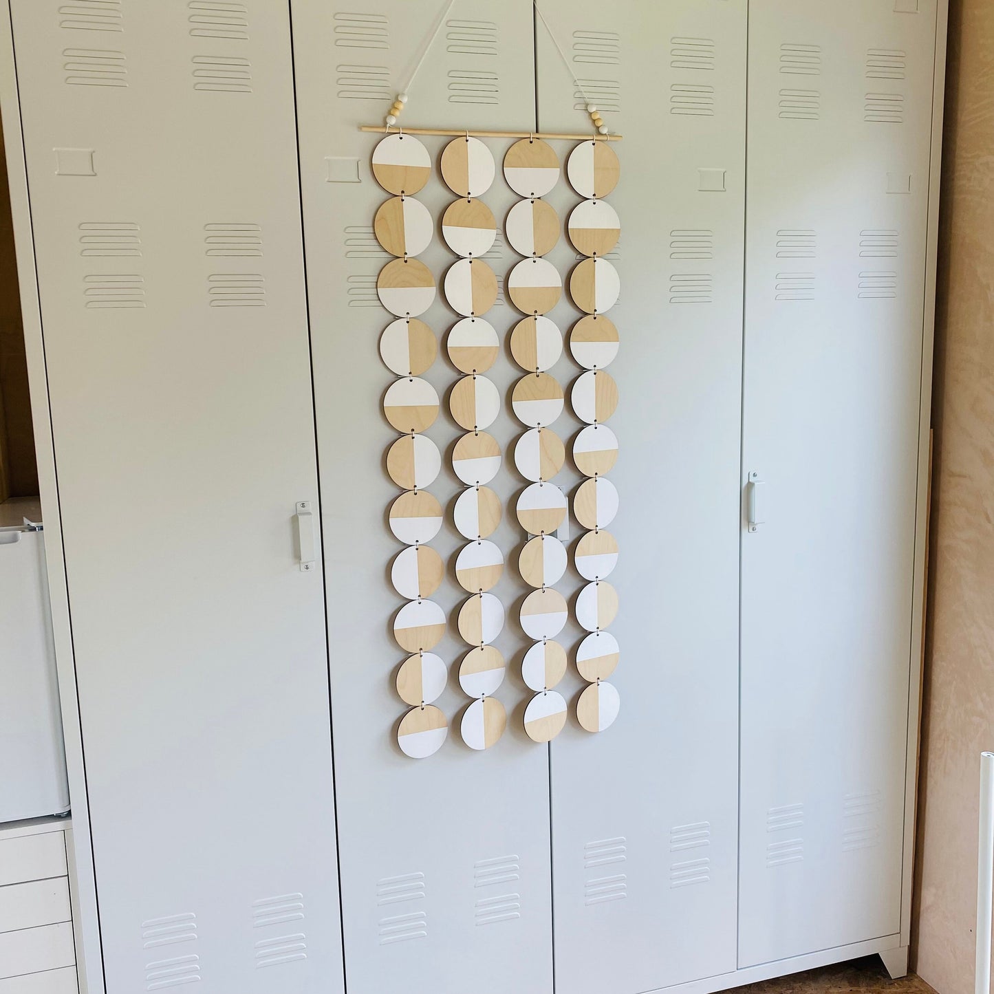 Large White Wall Hanging - Geometric Plywood Art - Scandinavian Wall Hanger - Long Narrow Wall Art - Large White Wall Hanging Art