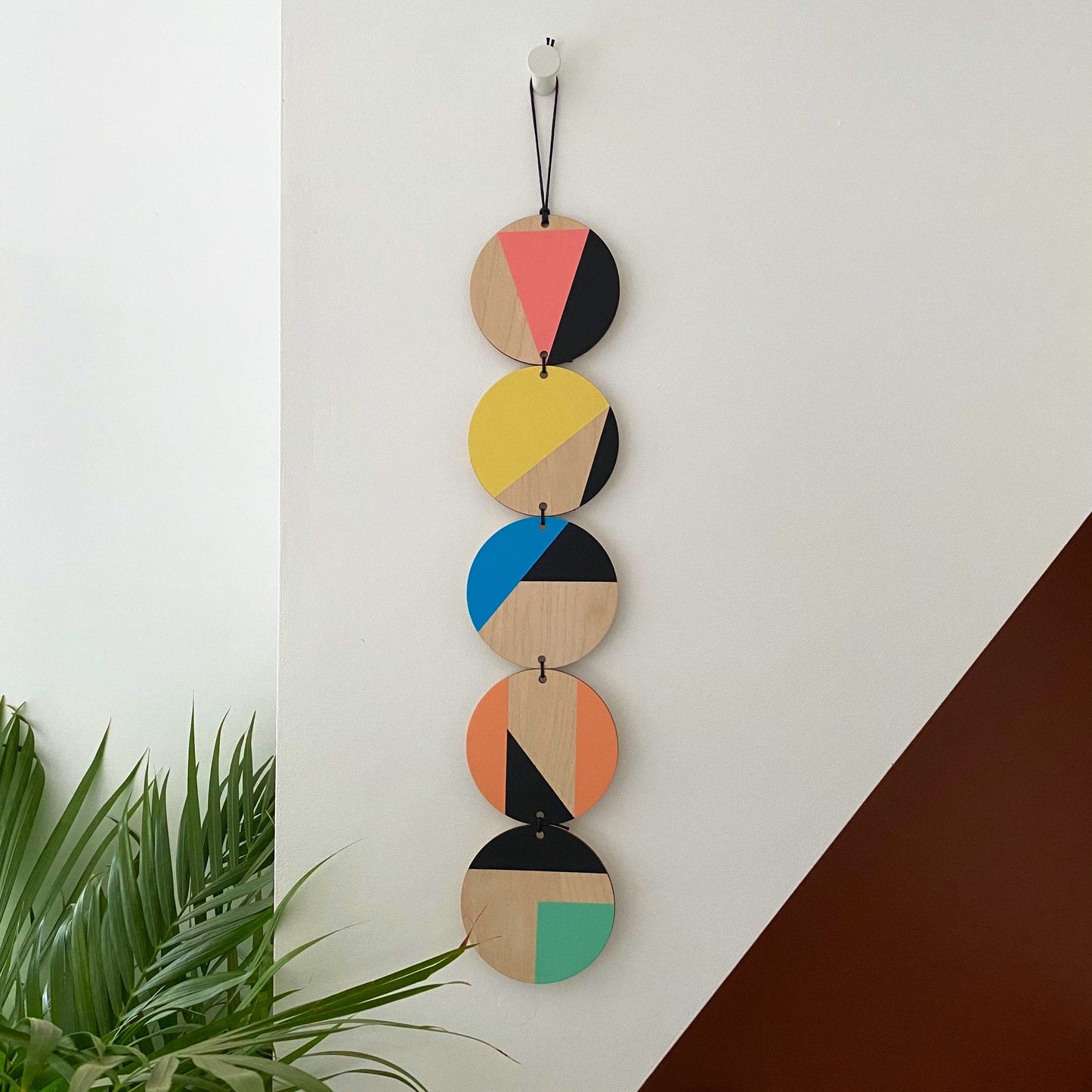 Wall hanging - Colourful Geometric Art - Plywood Decor - Scandi Hygge Boho - Wall Hanging - WallArt multi - Bright Retro Colours - 80s style