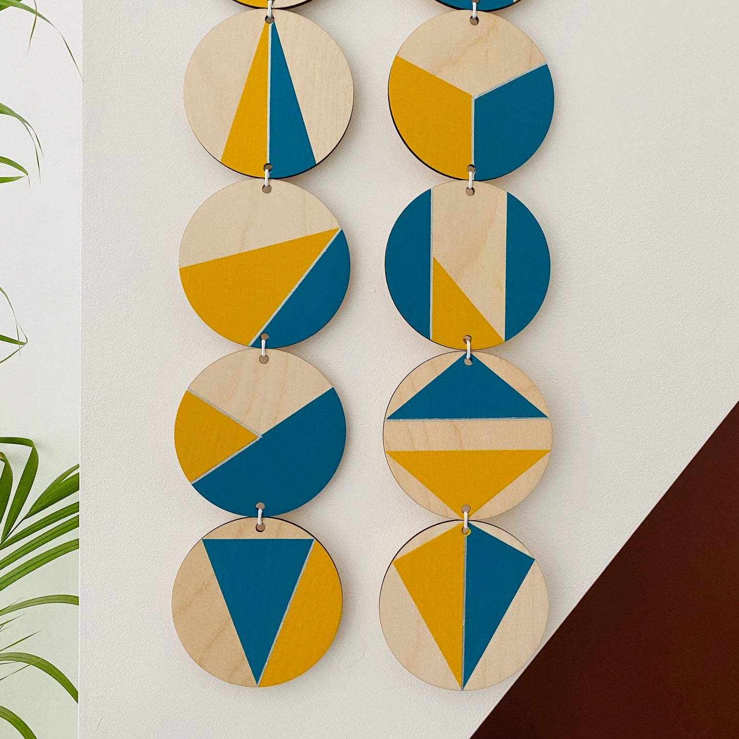 Wall hanging - Colourful Geometric Plywood - Scandi Hygge Boho - Wall Hanging - Wall Art multi - Bright Teal and Yellow Decor