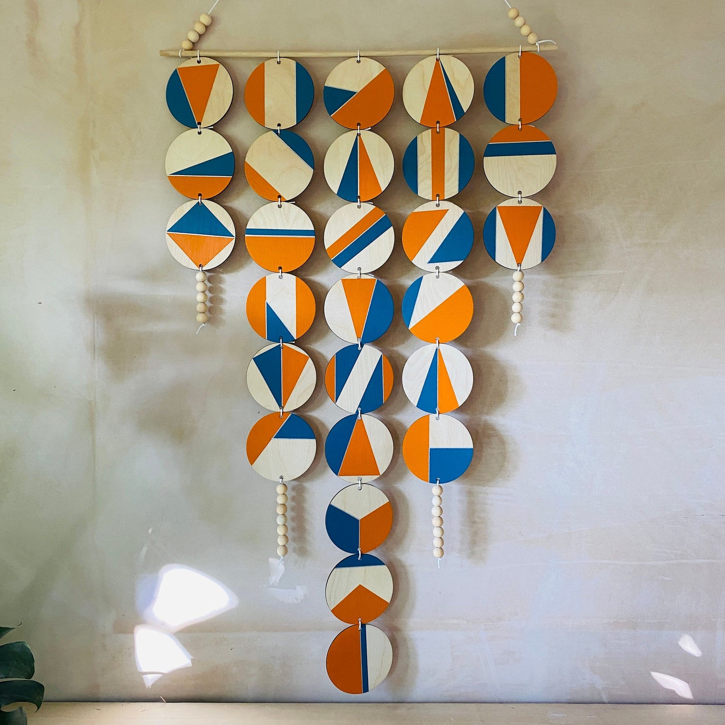 Large Chandelier Wall Hanging - Wall Hanging - Orange and Blue Geometric Art - Scandi Wall Decor - Home Wall Decor - Big Wall Tapestry