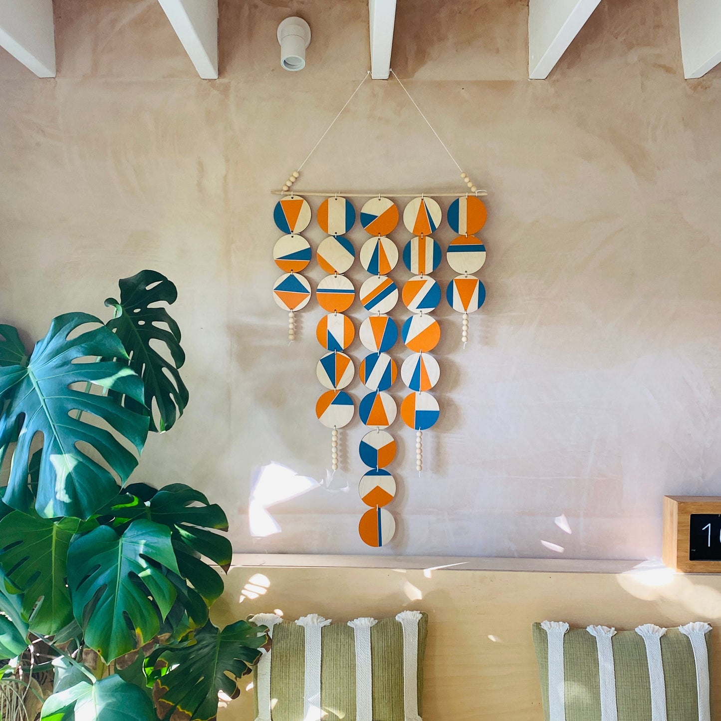 Large Chandelier Wall Hanging - Wall Hanging - Orange and Blue Geometric Art - Scandi Wall Decor - Home Wall Decor - Big Wall Tapestry