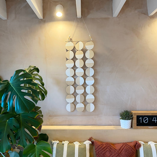 Large White Wall Hanging - Geometric Plywood Art - Scandinavian Wall Hanger - Long Narrow Wall Art - Large White Wall Hanging Art