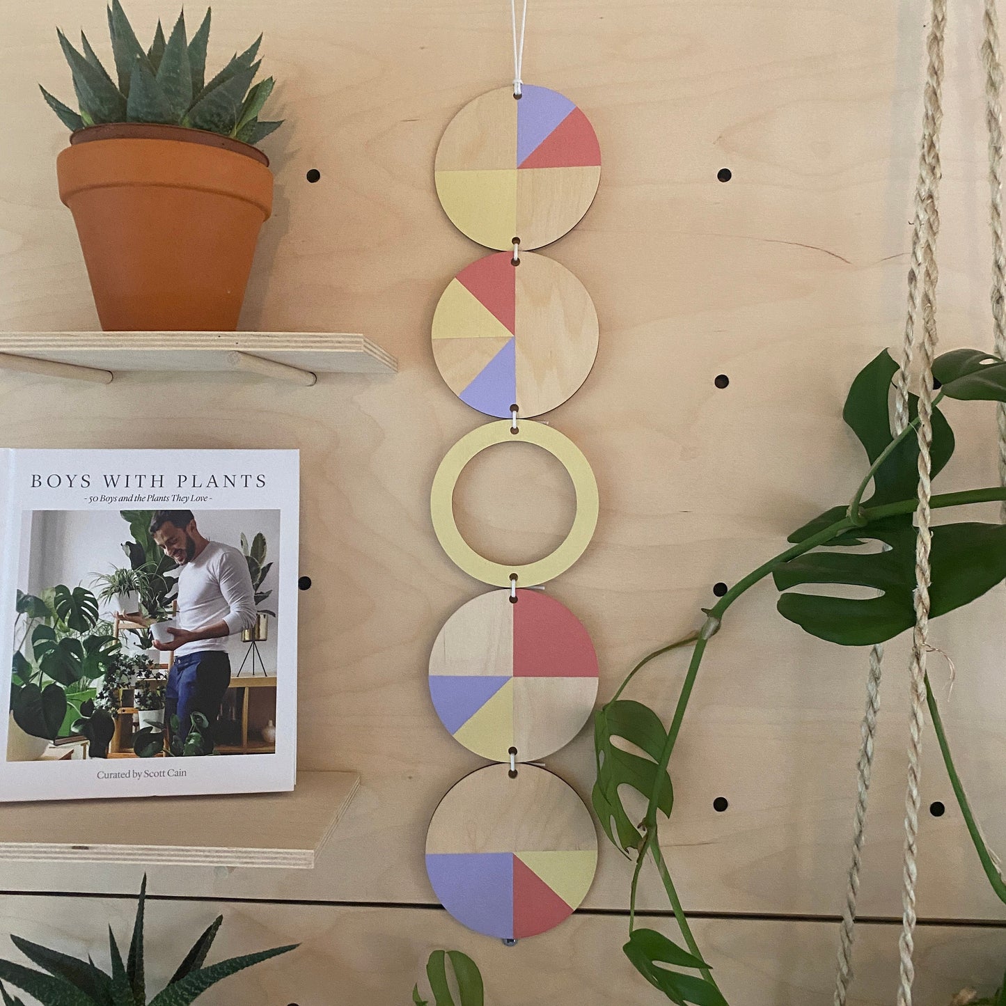 Geometric Wall Art - Plywood Decor - Bright Fun Art - Unusual Wall Hanging - Wall Art Decor - Pink Purple Cut Out Art