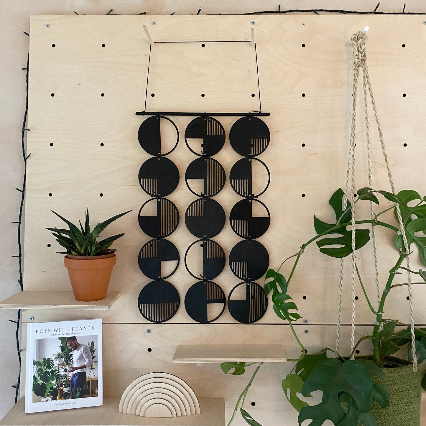 Black Geo Wall Hanging - Large Wall Art - Monochrome Art - Minimalist Wall Art - Big Wall Decor - Statement Home Decor - Modern Wall Art