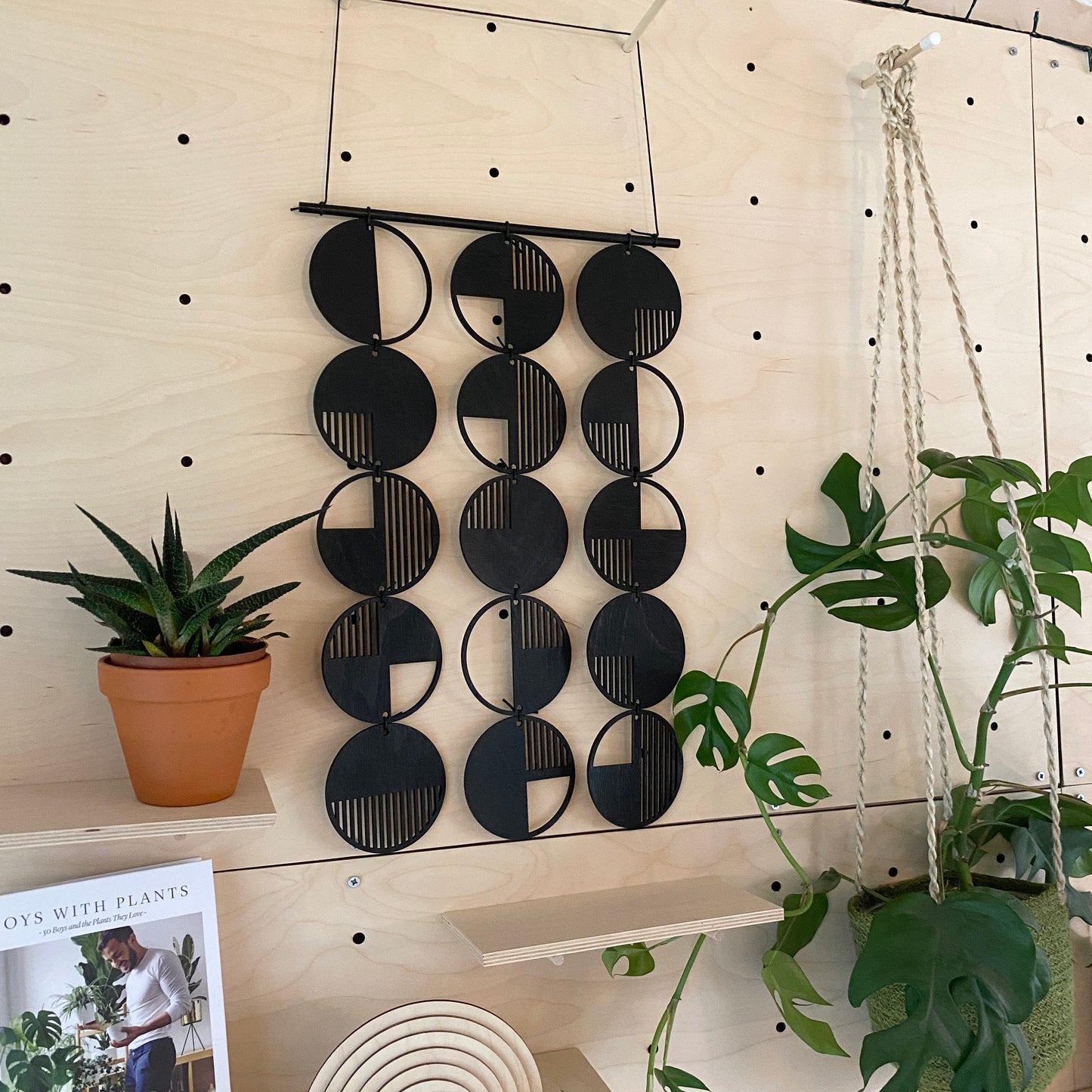 Black Geo Wall Hanging - Large Wall Art - Monochrome Art - Minimalist Wall Art - Big Wall Decor - Statement Home Decor - Modern Wall Art