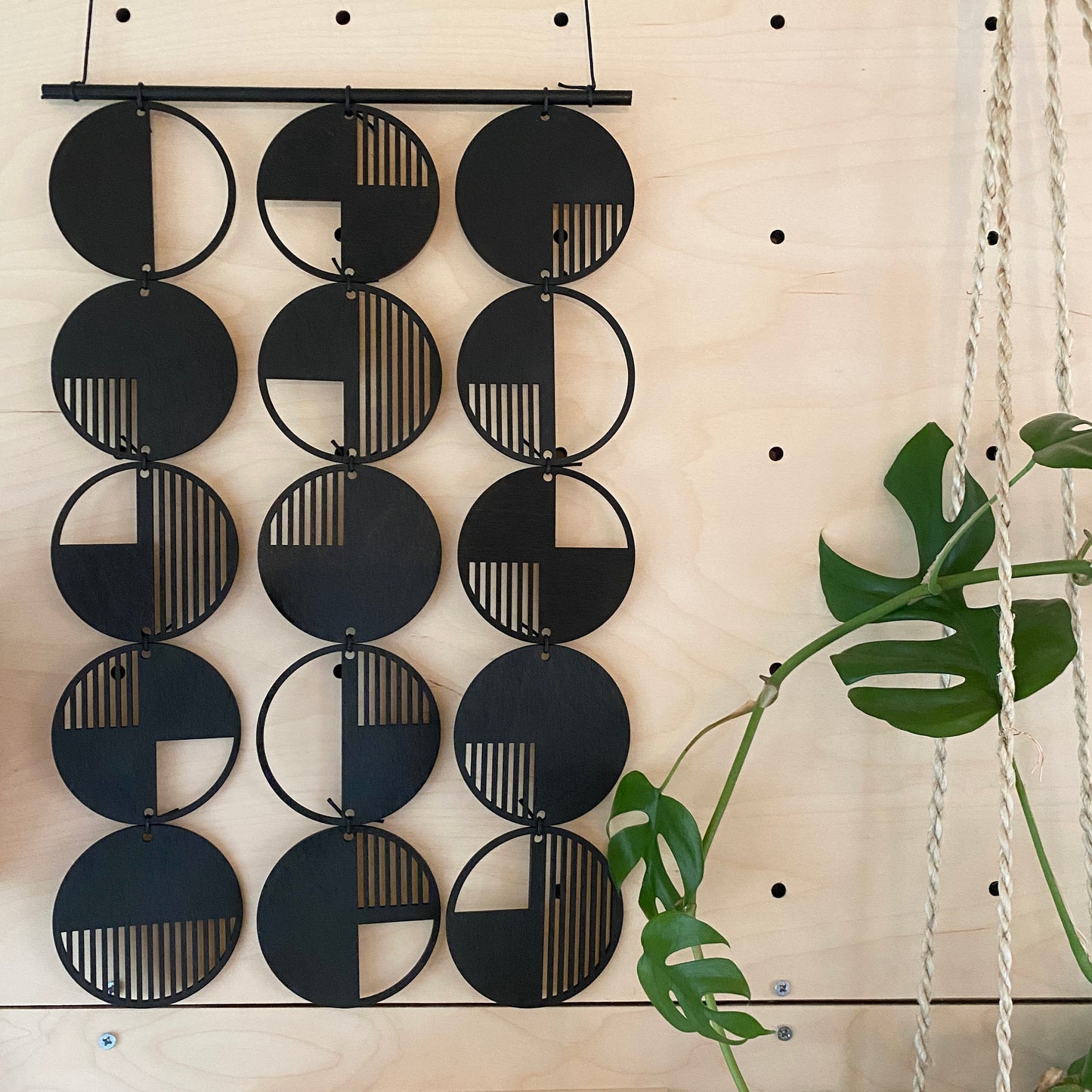 Black Geo Wall Hanging - Large Wall Art - Monochrome Art - Minimalist Wall Art - Big Wall Decor - Statement Home Decor - Modern Wall Art