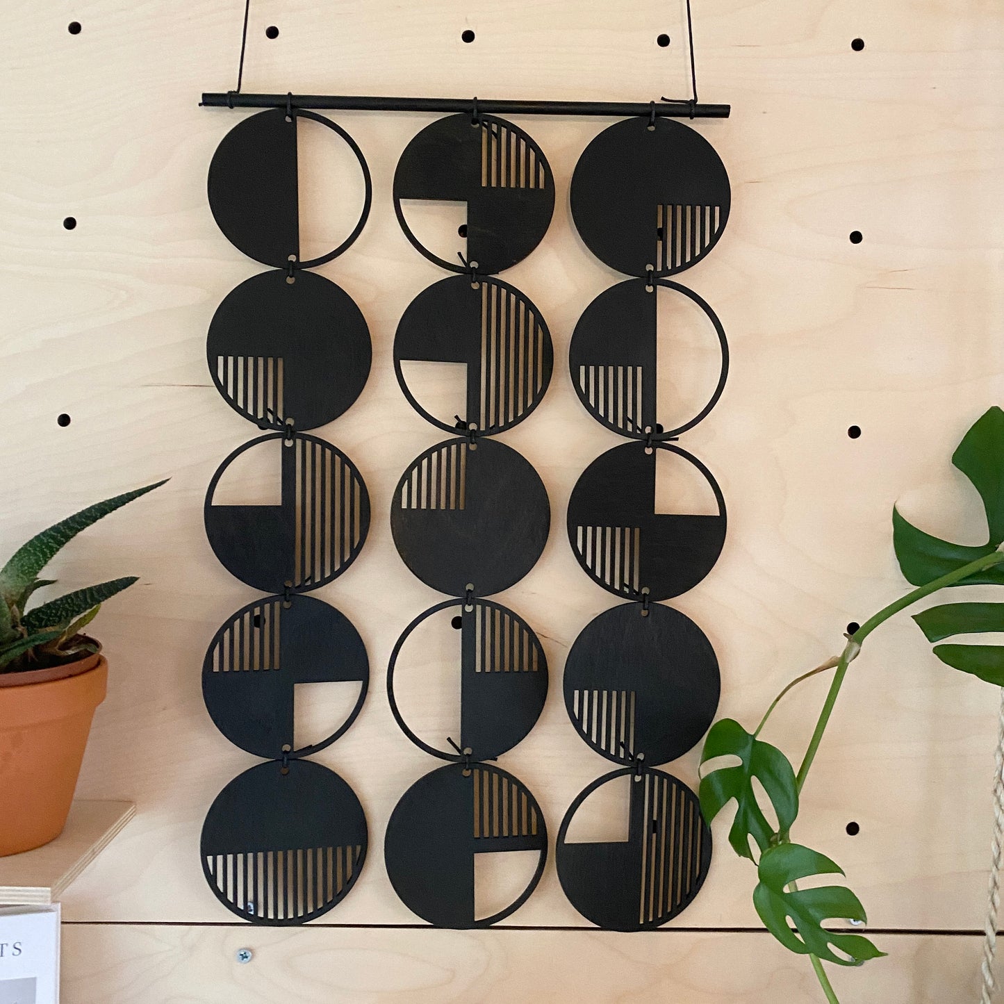 Black Geo Wall Hanging - Large Wall Art - Monochrome Art - Minimalist Wall Art - Big Wall Decor - Statement Home Decor - Modern Wall Art