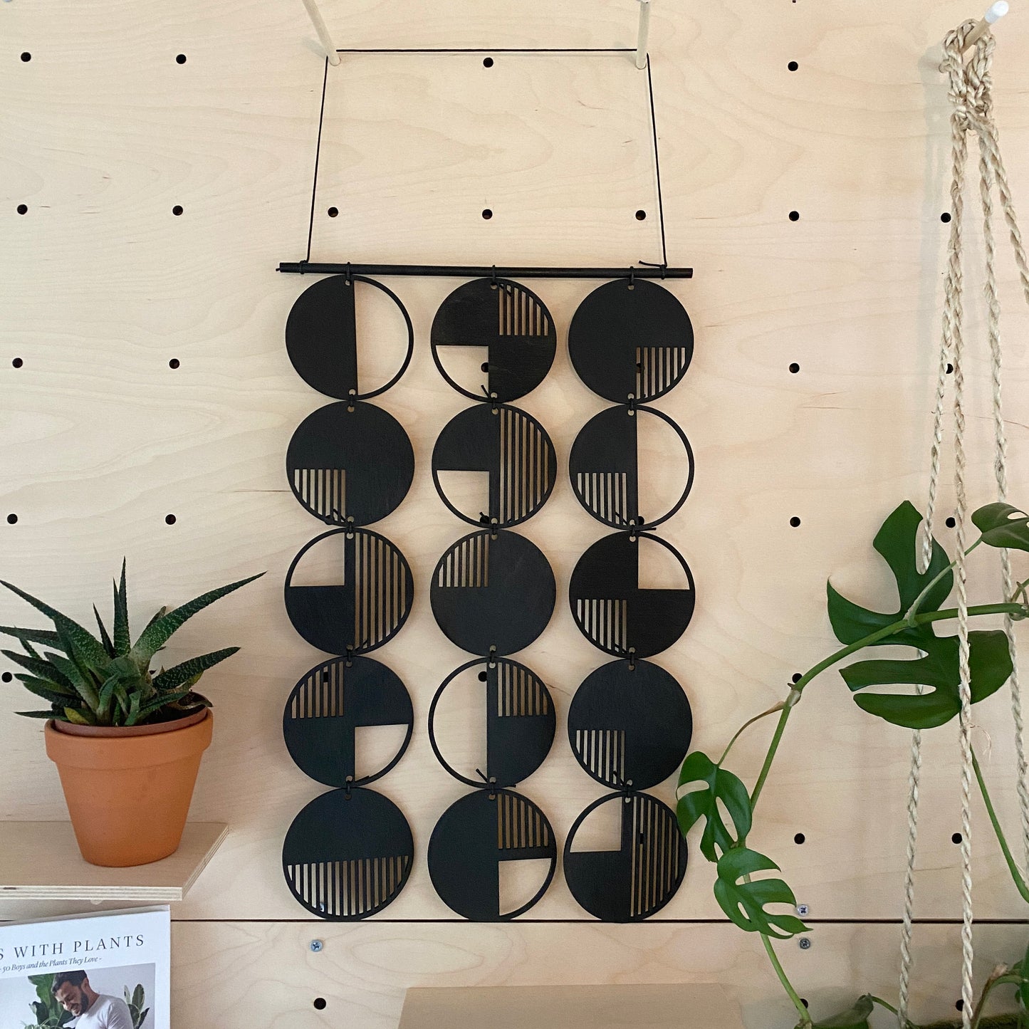 Black Geo Wall Hanging - Large Wall Art - Monochrome Art - Minimalist Wall Art - Big Wall Decor - Statement Home Decor - Modern Wall Art