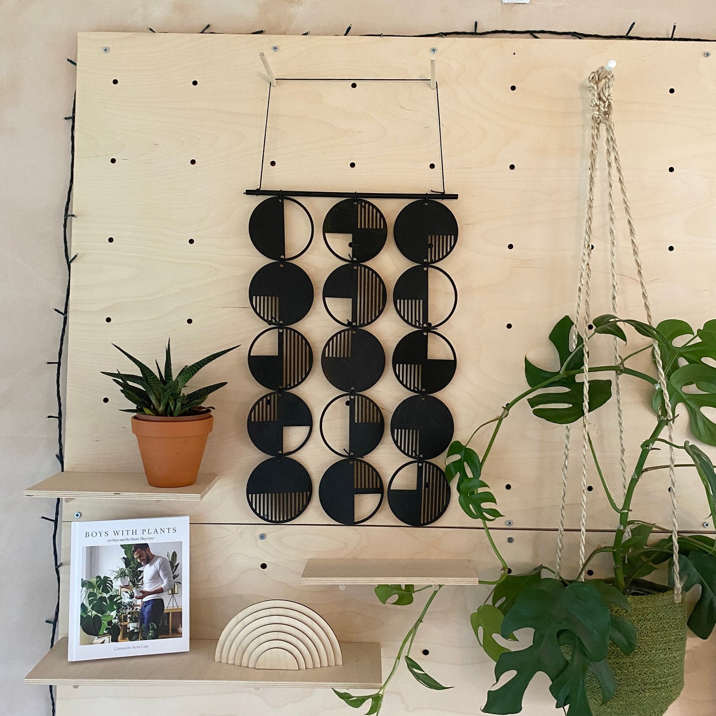 Black Geo Wall Hanging - Large Wall Art - Monochrome Art - Minimalist Wall Art - Big Wall Decor - Statement Home Decor - Modern Wall Art