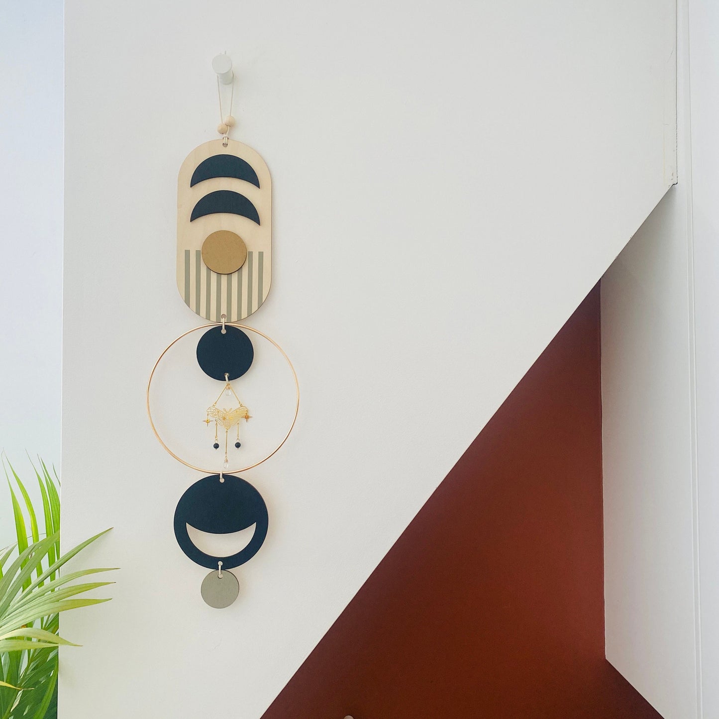 Luna Wall Art - Modern Moon Wall Hanging - Black and Gold Moon Art