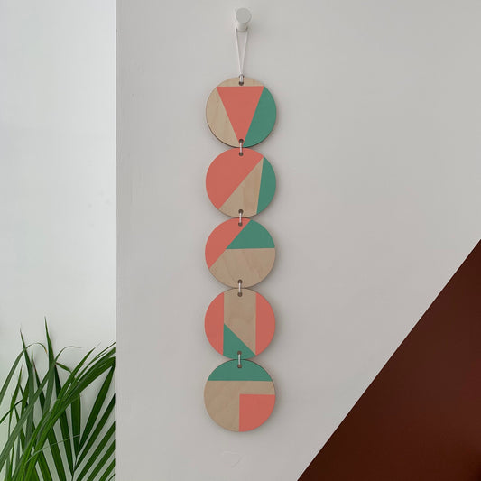 Neon Wall hanging - Colourful Geometric Art - Plywood Decor - Scandi Hygge Boho - Wall Hanging - Wall Art multi - Neon Pink and Neon Mint