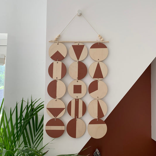 Large Dark Terracotta Wall Hanging - Shapes Art - Shapes Wall Decoration - Earthy Artwork