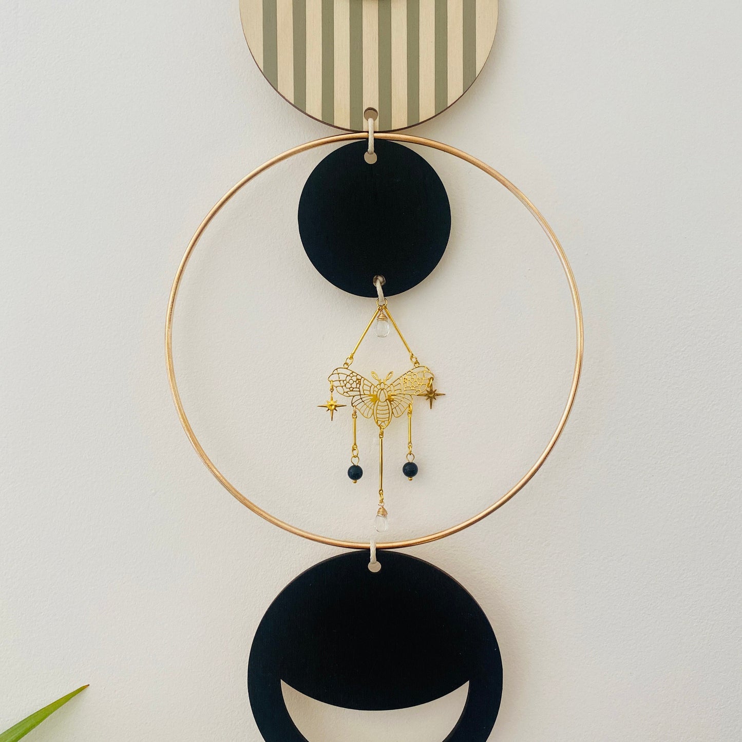 Luna Wall Art - Modern Moon Wall Hanging - Black and Gold Moon Art
