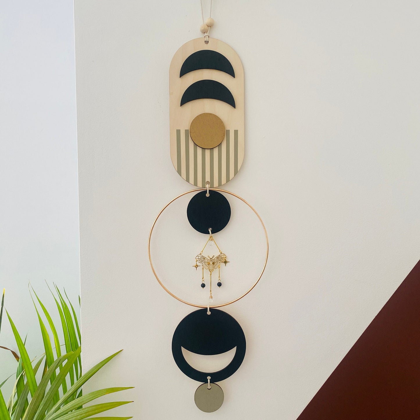 Luna Wall Art - Modern Moon Wall Hanging - Black and Gold Moon Art