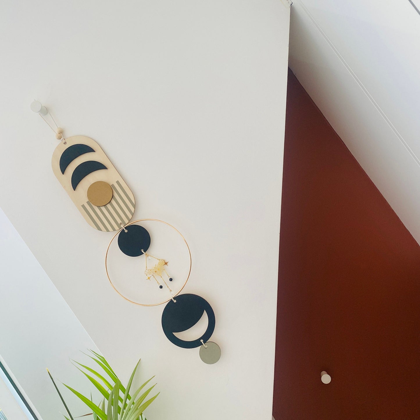 Luna Wall Art - Modern Moon Wall Hanging - Black and Gold Moon Art
