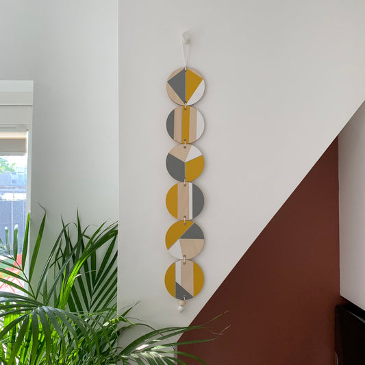 Wall Hanging - Ochre Yellow, White and Grey Wall Art