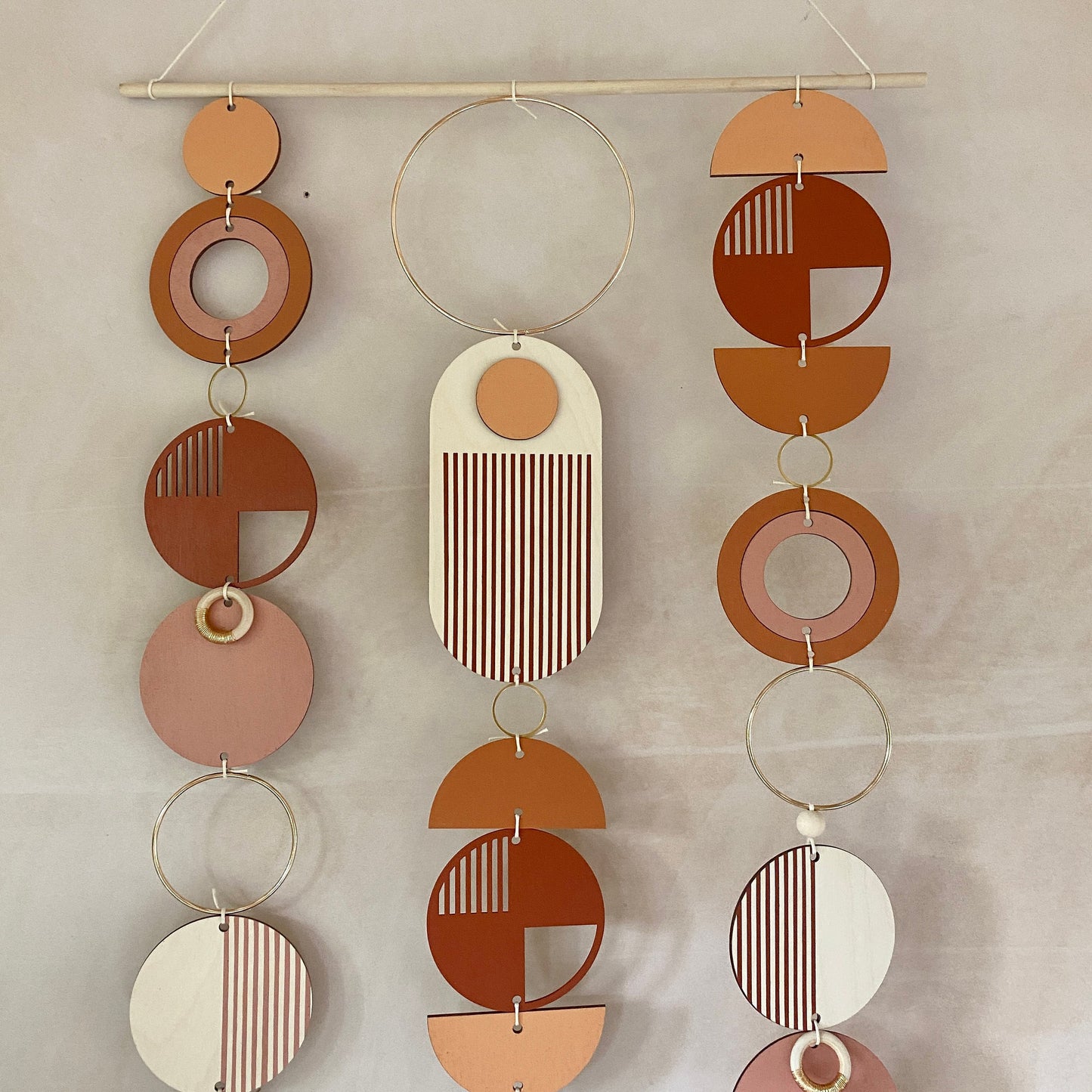 Large Modern Warm Wall Art - Wood Wall Hanging Decor - Geometric Artwork - Maximalist Home Decor - Creative Wall Art - Unique Centre Piece Art - Mix Wall Tapestry - Wood Art