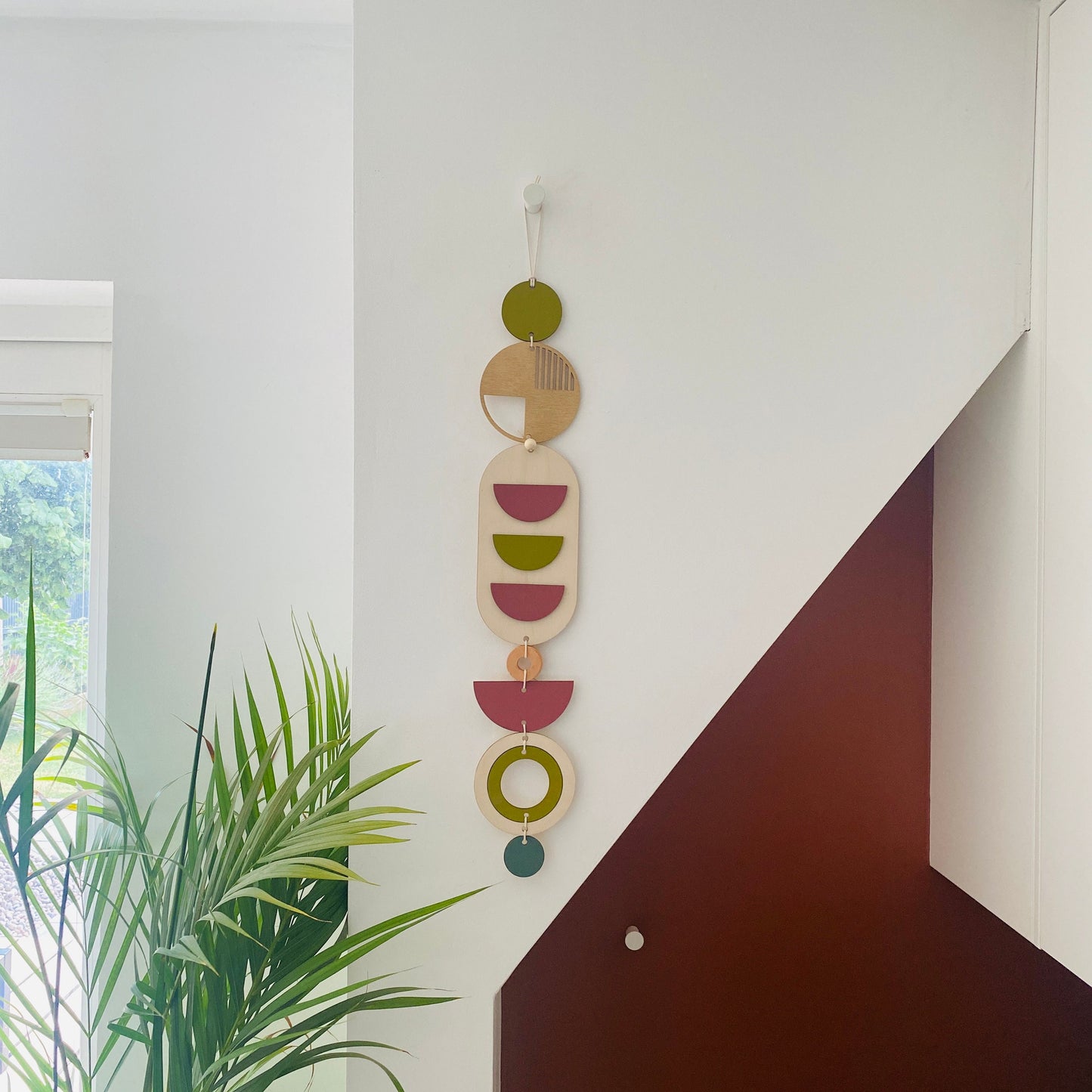 Modern Wall Art - Geometric Artwork - Minimal Home Decor - New Home Trend - Slim Centre Piece Art - Long Wall Tapestry - Wood Art