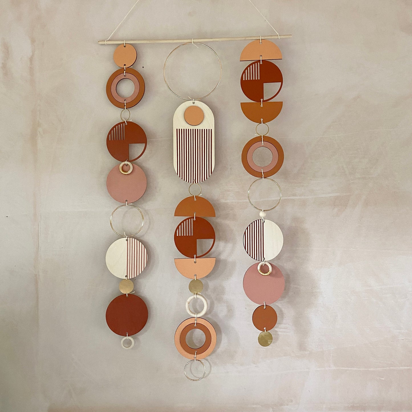 Large Modern Warm Wall Art - Wood Wall Hanging Decor - Geometric Artwork - Maximalist Home Decor - Creative Wall Art - Unique Centre Piece Art - Mix Wall Tapestry - Wood Art