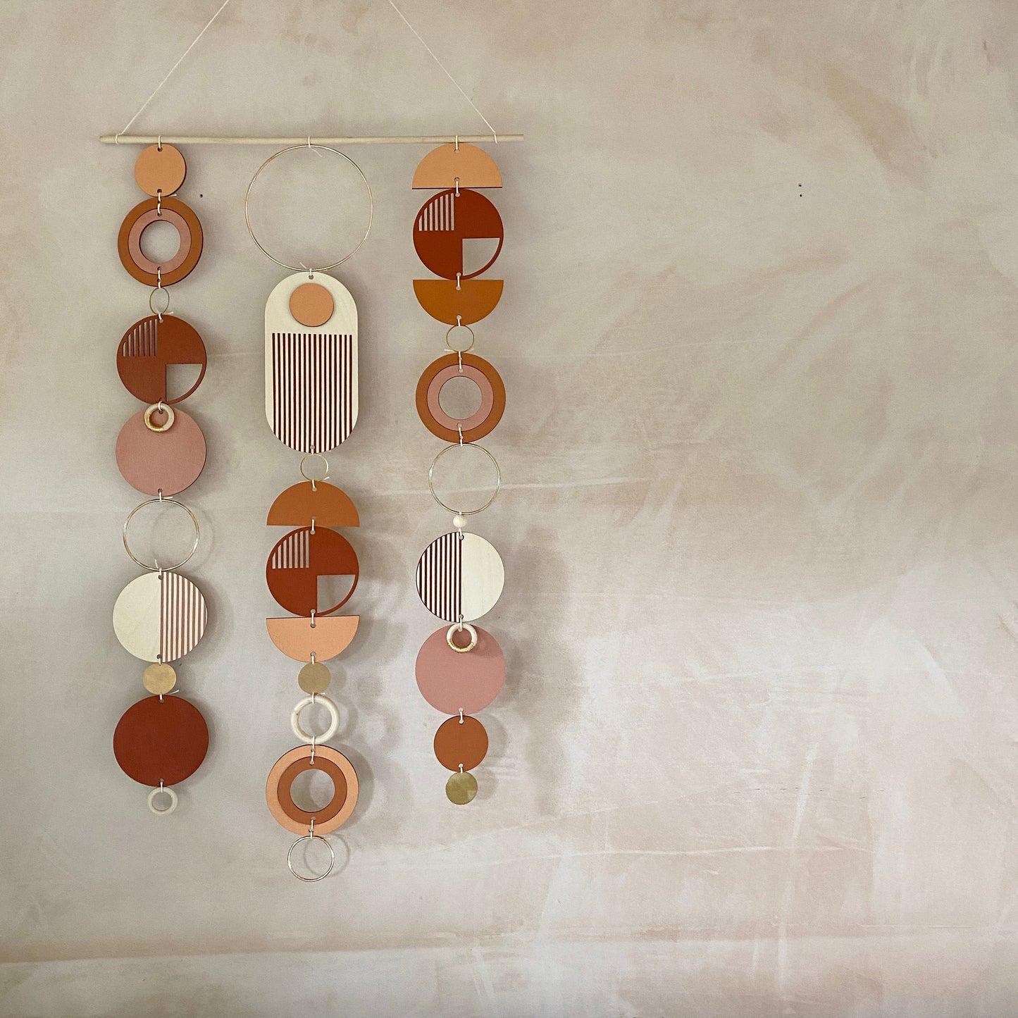 Large Modern Warm Wall Art - Wood Wall Hanging Decor - Geometric Artwork - Maximalist Home Decor - Creative Wall Art - Unique Centre Piece Art - Mix Wall Tapestry - Wood Art