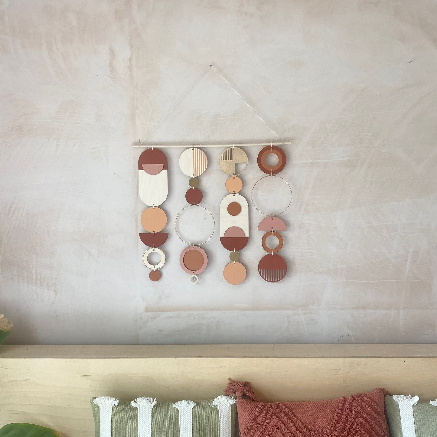 Warm Geometric Wall Art - Statement Artwork - Contemporary Home Decor - Custom Wall Art - Unique Centre Piece Art - Wall Tapestry - Wood Art