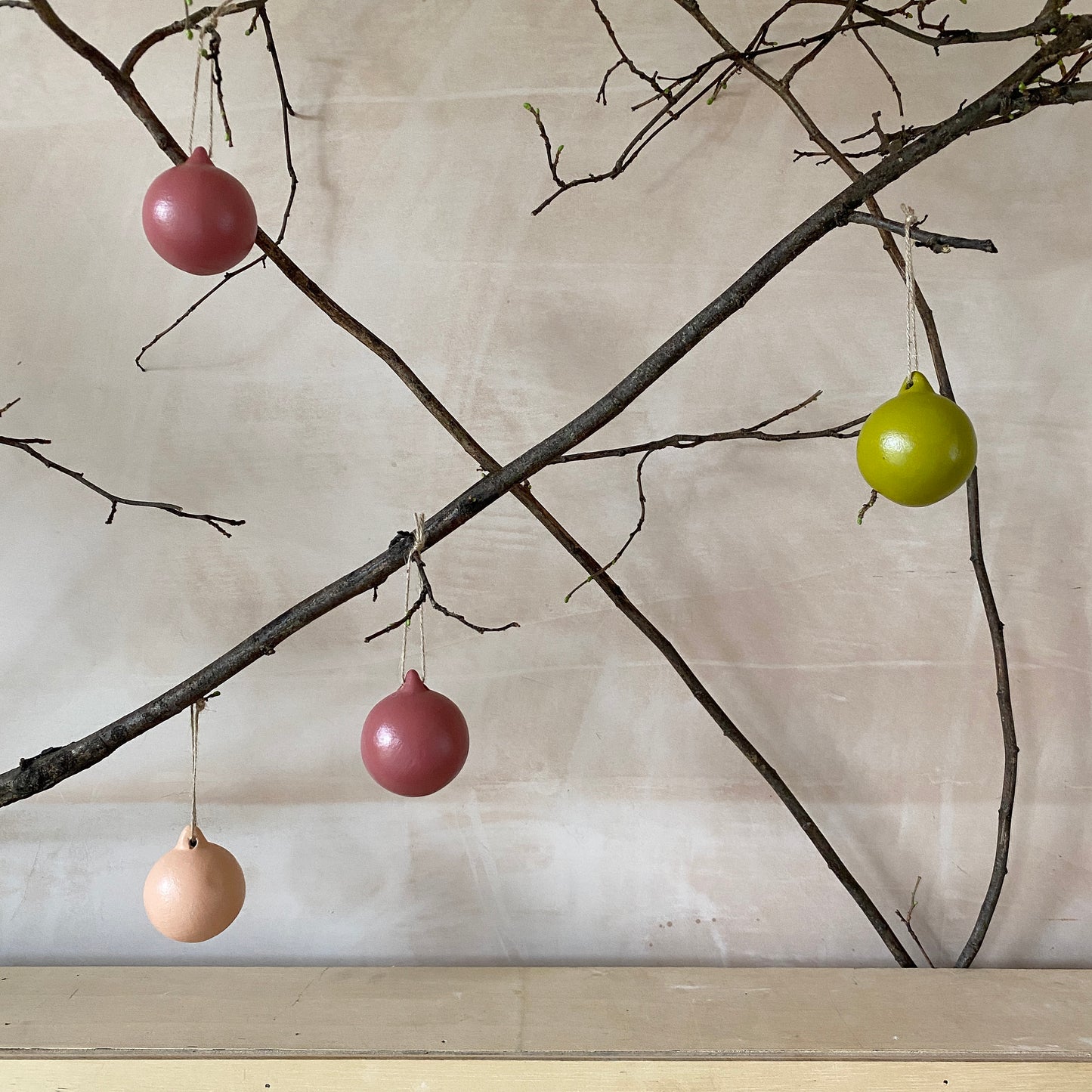 Set of 6 Eclectic Ceramic Baubles - Ceramic Ornament - Christmas Tree Decoration - Hand Painted - Green Baubles - Bright Baubles - 6cm