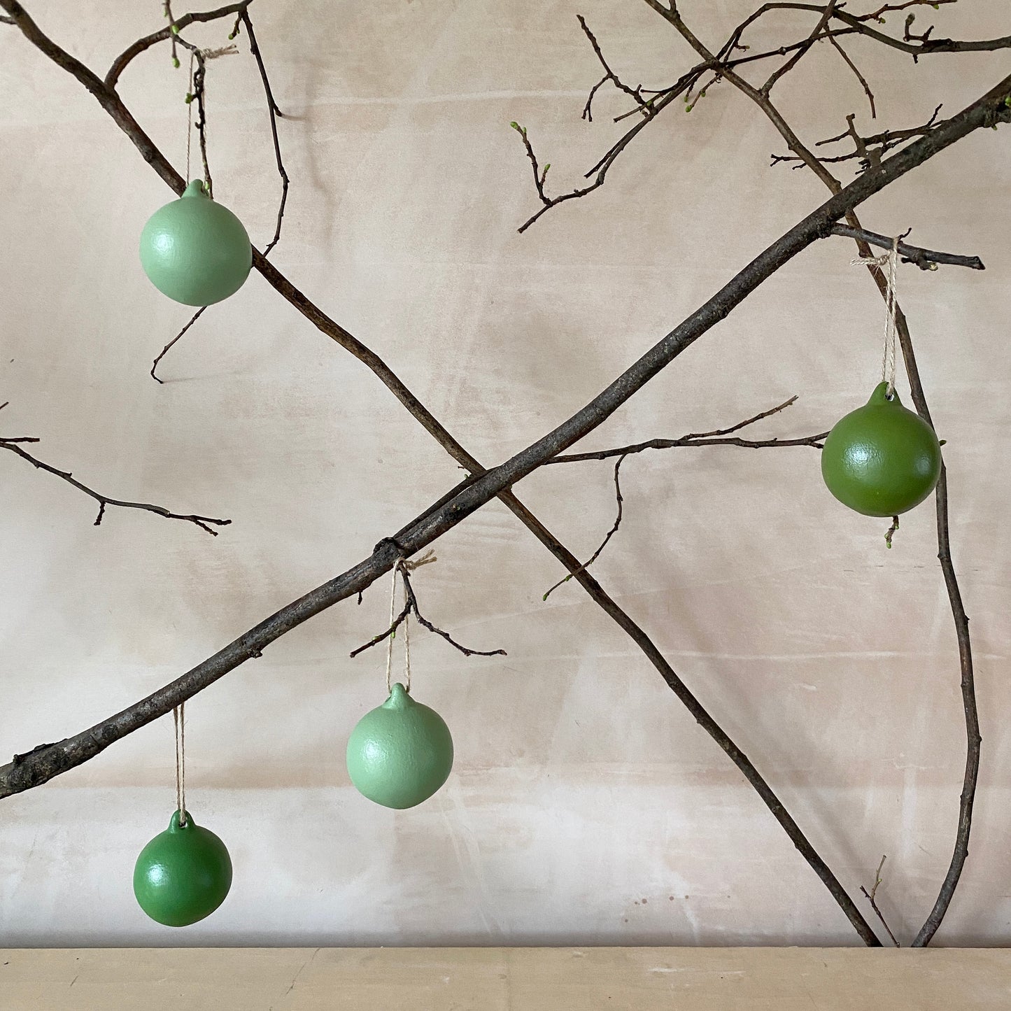 Set of 6 Green Ceramic Baubles - Ceramic Ornament - Christmas Tree Decoration - Hand Painted - Green Tones Baubles - Forest Baubles - 6cm