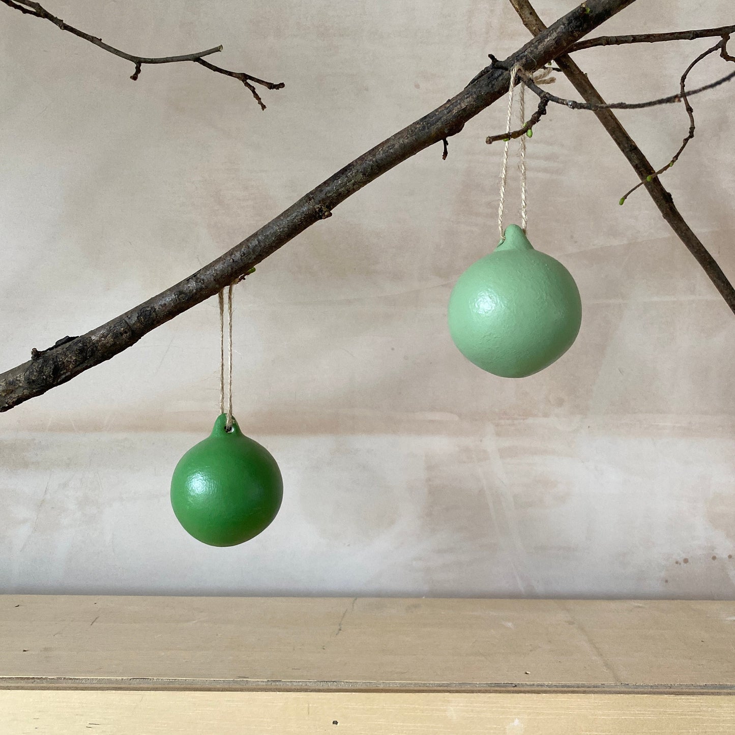 Set of 6 Green Ceramic Baubles - Ceramic Ornament - Christmas Tree Decoration - Hand Painted - Green Tones Baubles - Forest Baubles - 6cm