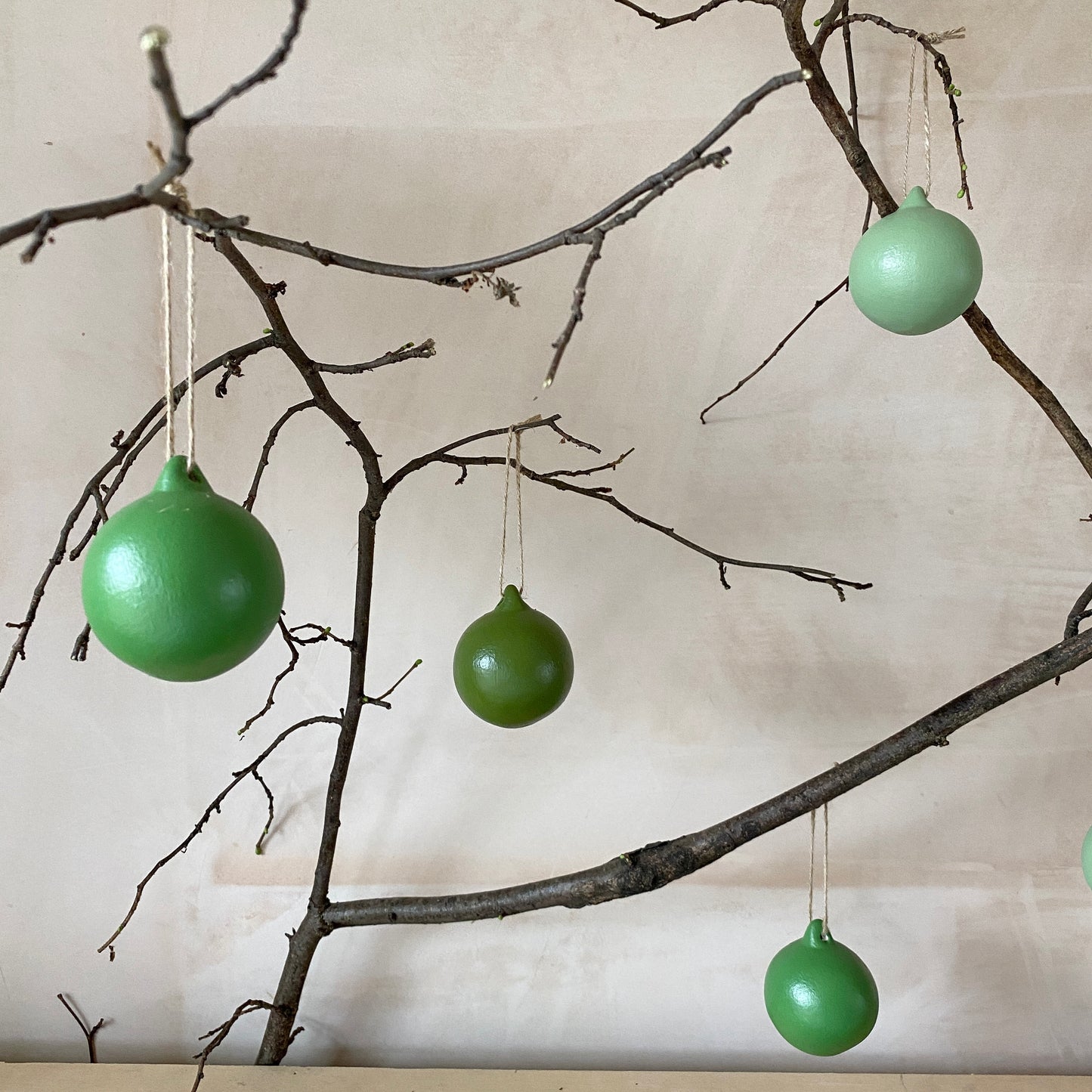 Set of 6 Green Ceramic Baubles - Ceramic Ornament - Christmas Tree Decoration - Hand Painted - Green Tones Baubles - Forest Baubles - 6cm