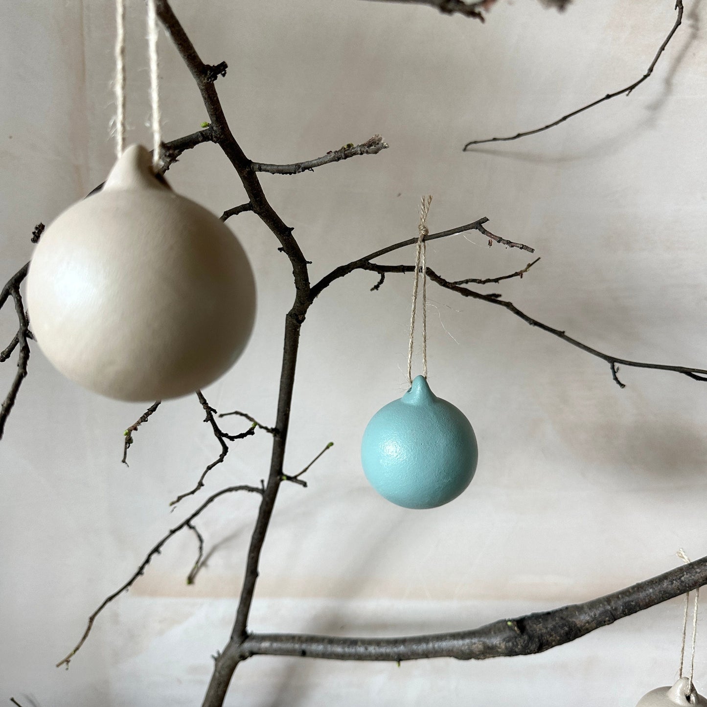 Set of 6 Pastel Ceramic Baubles - Xmas Ornament - Christmas Tree Decoration - Hand Painted - Pastel Pink Baubles - Pastel Blue Baubles - 6cm