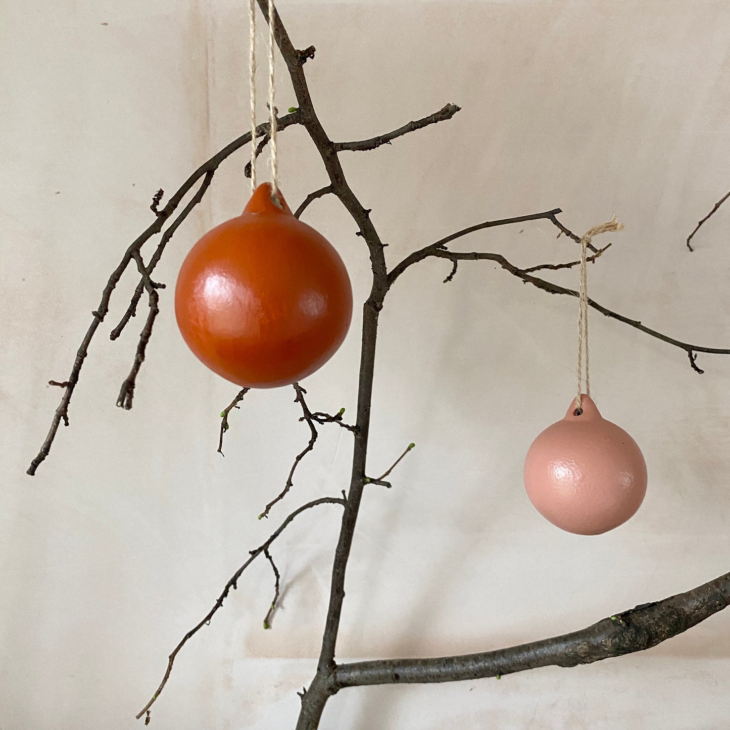 Set of 6 Warm Ceramic Baubles - Ceramic Ornament - Christmas Tree Decoration - Autumn Fall - Hand Painted - Pink Baubles - Red Baubles - 6cm