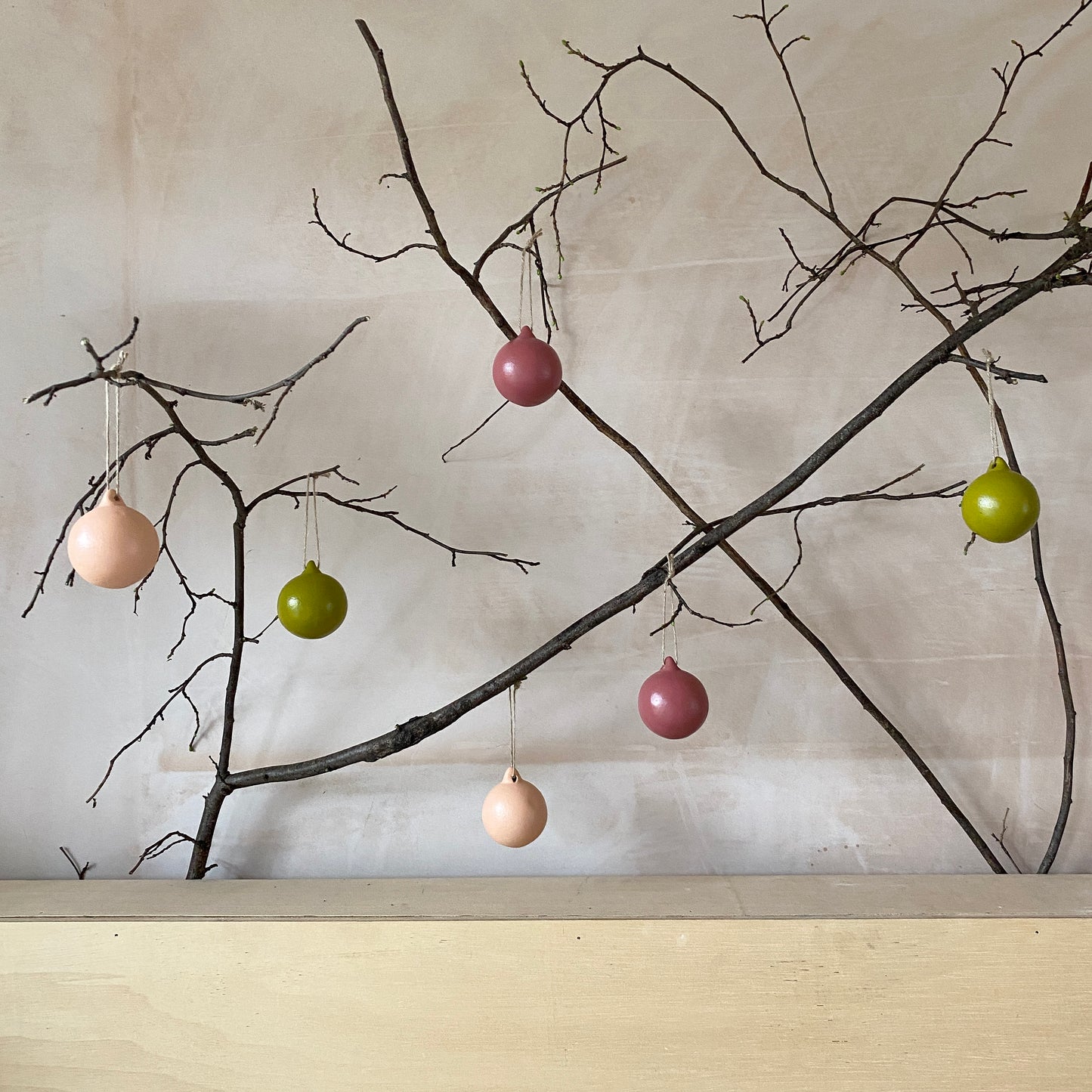 Set of 6 Eclectic Ceramic Baubles - Ceramic Ornament - Christmas Tree Decoration - Hand Painted - Green Baubles - Bright Baubles - 6cm