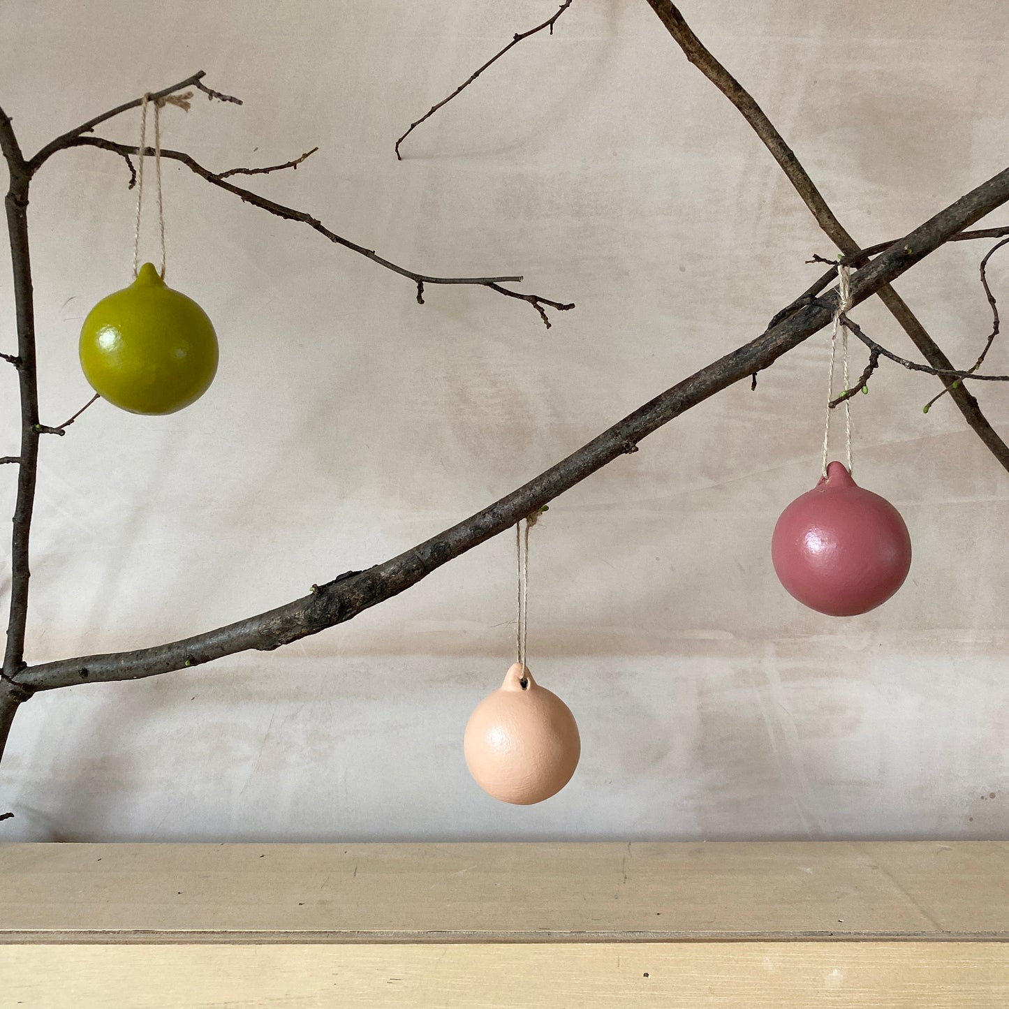 Set of 6 Eclectic Ceramic Baubles - Ceramic Ornament - Christmas Tree Decoration - Hand Painted - Green Baubles - Bright Baubles - 6cm