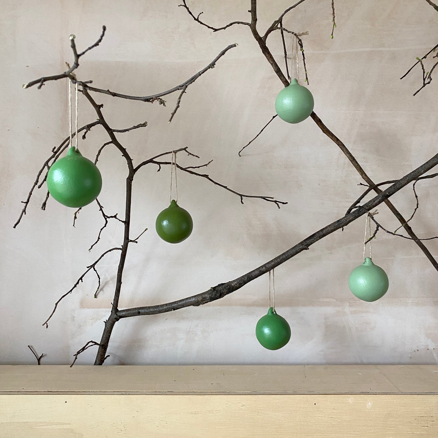 Set of 6 Green Ceramic Baubles - Ceramic Ornament - Christmas Tree Decoration - Hand Painted - Green Tones Baubles - Forest Baubles - 6cm