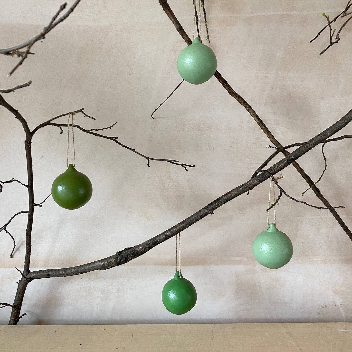 Set of 6 Green Ceramic Baubles - Ceramic Ornament - Christmas Tree Decoration - Hand Painted - Green Tones Baubles - Forest Baubles - 6cm