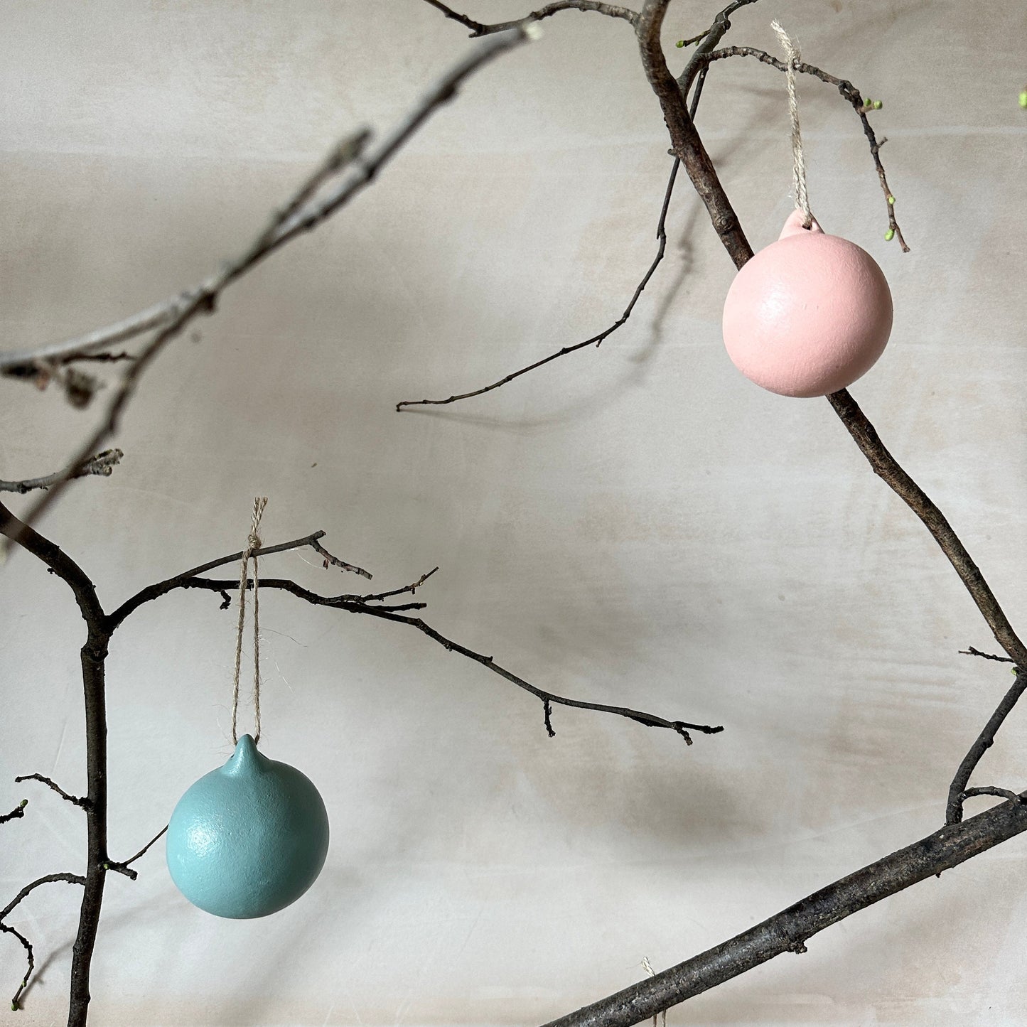 Set of 6 Pastel Ceramic Baubles - Xmas Ornament - Christmas Tree Decoration - Hand Painted - Pastel Pink Baubles - Pastel Blue Baubles - 6cm