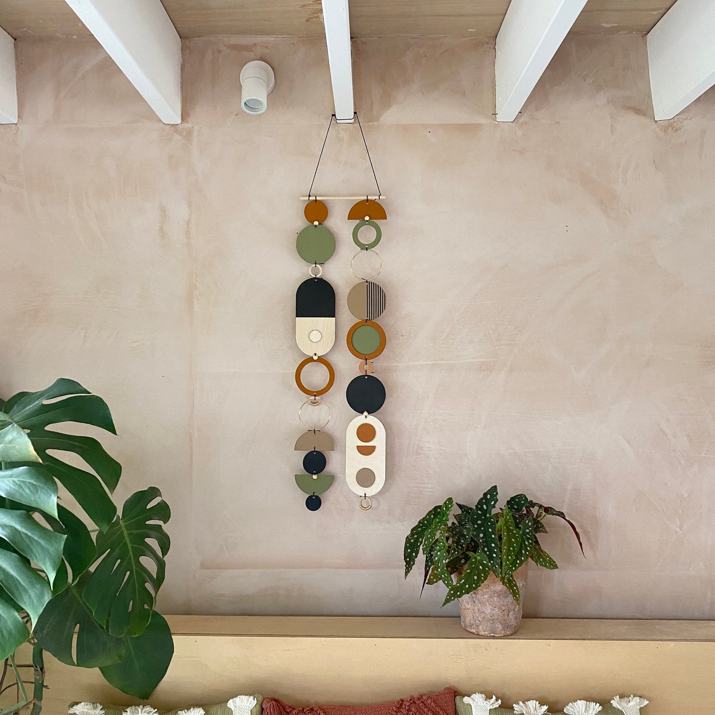 Longer Wall Art - Geometric Artwork - Minimal Home Decor - New Home Trend - Slim Centre Piece Art - Thin Wall Tapestry - Wood Art