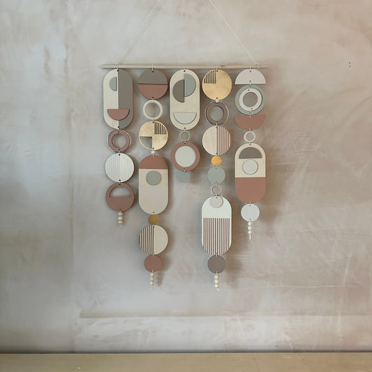 Modern Wall Art with Gold Metal Hoop Detailing and Blush Pink Accents