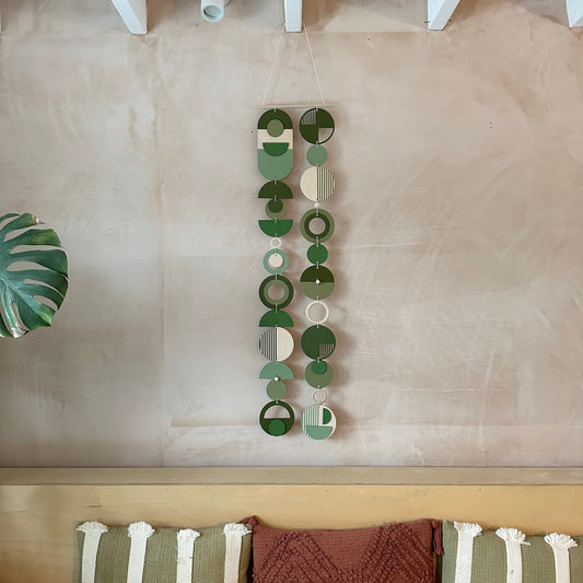 Green Modern Wall Art - Geometric Artwork - Minimal Home Decor - New Home Trend - Slim Wall Art - Long Wall Tapestry - Green Wall Hanging