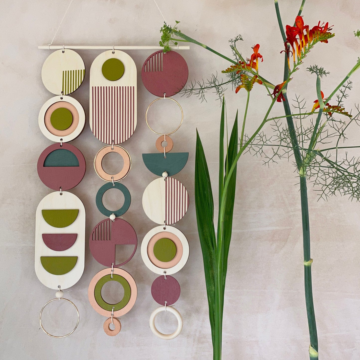 Large Modern Eclectic Wall Art Wooden Decor - Different Artwork - Minimalist Home Decor - Bright home Decor- Unique Centre Piece Art - large Wall Tapestry - Wood Art