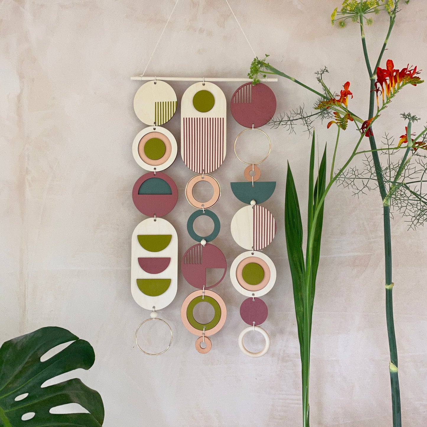 Large Modern Eclectic Wall Art Wooden Decor - Different Artwork - Minimalist Home Decor - Bright home Decor- Unique Centre Piece Art - large Wall Tapestry - Wood Art